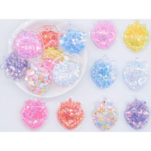 32Pcs 30*35mm kawaii Strawberry Transparent PVC Filling Sequin Applique for DIY Headwear Hairpin Bow Band Decor Accessories P04