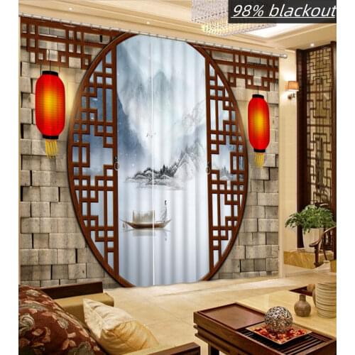 Top 3D Curtains For Living room Bedroom Chinese wood door curtain Design Window Curtain new style Photo Drapes