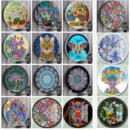 Round Framed Tassel Diamond Painting animal crossing Owl flowers Painting by numbers Scenery Diamond Mosaic With Frame