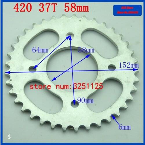 Free shipping Off-road motorcycle parts 420 37T Tooth 58mm / 152mm Rear Chain Sprocket For SSR Taotao Cog Trail Pit Dirt Bike