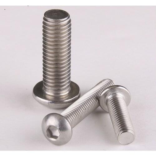 10PCS-M6*25 DIN7380 304 Stainless Steel Round Head Mushroom Head Hex Socket Screw Bolt