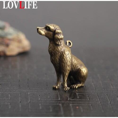 Solid Brass Cute Dog Key Chains Pendant Vintage Copper Animal Keychain Bag Charm Car Key Rings Holder Children Gifts Accessories