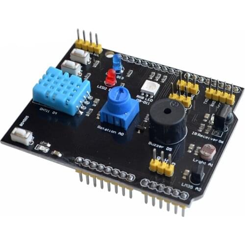 DHT11 LM35 Temperature Humidity Sensor Multifunction Expansion Board Adapter For arduino UNO R3 RGB LED IR Receiver Buzzer I2C