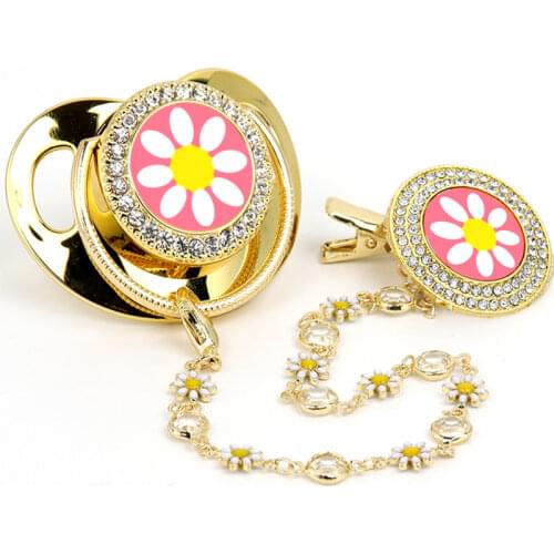 Silicone Pacifier Chrysanthemum series High Quality Bpa Free Hot Sale Pacifier Clip Designed To Support Baby chupetes de lujo