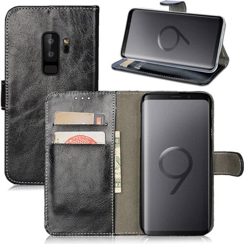 For Samsung Galaxy S9+ Retro Oil Wax PU Leather Flip Case Wallet Case With Card Slot Back Stand Cover For Samsung Galaxy S9 Plus