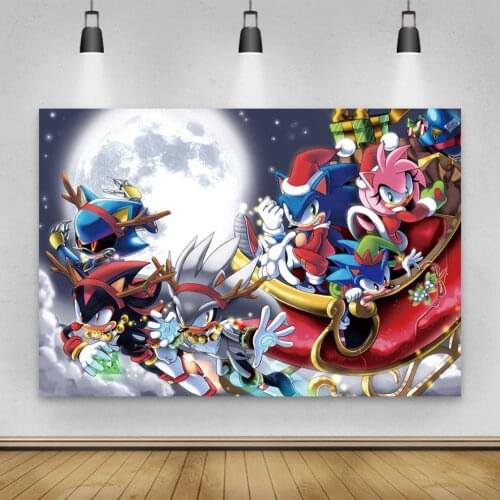 Cartoon Light Flash Blue Sonic Backdrop Photography Running Speed Hero Kids Birthday Party Photo Background For Decoration