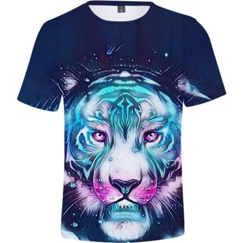 Cool 3d Print T Shirt Tiger Summer New Casual Oversized Tshirts Men Women Harajuku Short Sleeve Shirts Fashion Tiger Streetwear