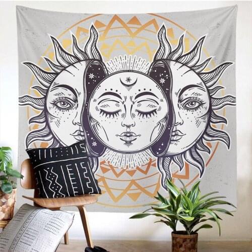 Mandala Tapestry White Black Sun And Moon Tapestry Wall Hanging Gossip Tapestries Hippie Wall Rugs Dorm Decor Blanket 150x130cm