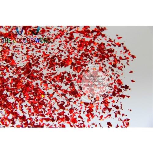 TCA300 Holographic Red Color Mylar Sheet Random Cut Size Flakes for nail decoration and other art DIY decoration