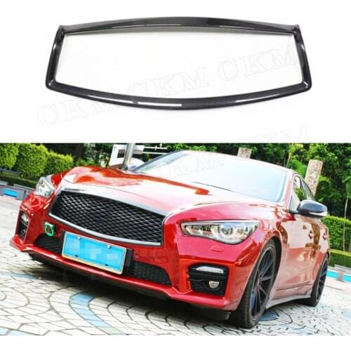Carbon fiber Front Head Bumper Grill Frame Car Accessorise For Infiniti Q50 Sedan 4 Door 2014-2020