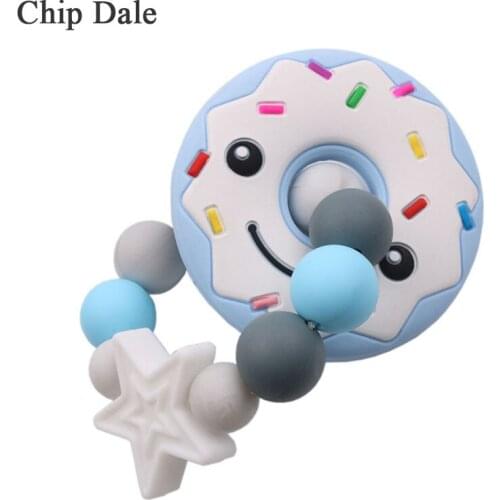 Chip Dale Baby Teether Bracelet Ring Cute Donuts Pendant Baby Boy Girl Teething Rattle Shower Gift