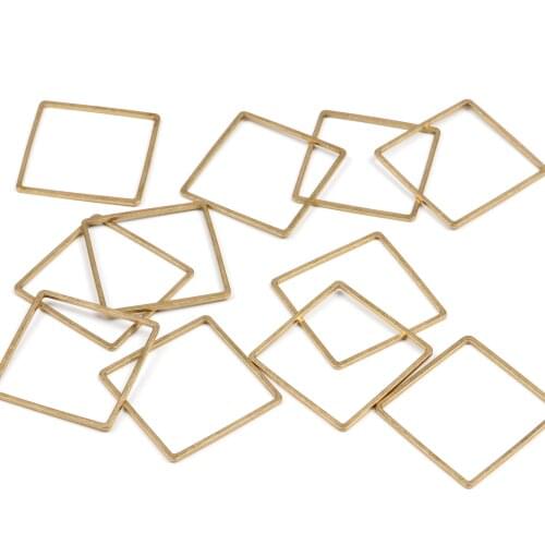 Brass Geometric Charms, Raw Brass Earrings Findings,Raw Brass Pendant,Square shaped Earrings Brass Charm,25mm-RB1138