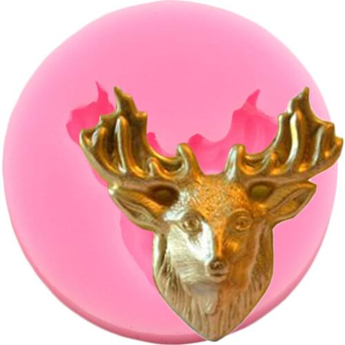 Elk Deer Head Silicone Molds Christmas Cupcake Topper Fondant Cake Decorating Tools Jewelry Resin Candy Chocolate Gumpaste Mould
