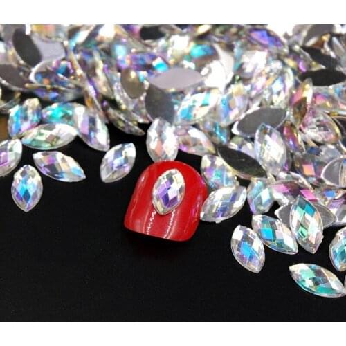 Top Quality Nail Crystal Clear AB Horse Eye Design Acrylic Glitter Rhinestone Manicure Tips For Charms 3D Nail Art Decorations