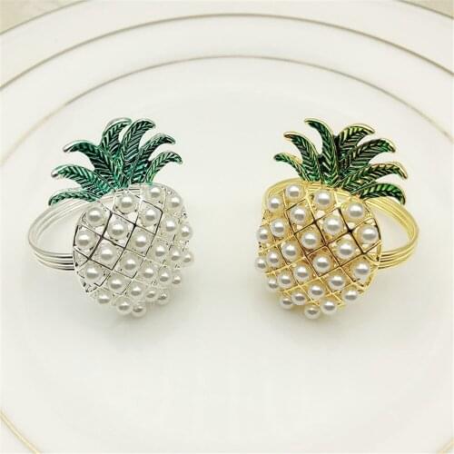 Metal pineapple napkin ring Western food tabletop decorations for Christmas receptions and wedding banquets