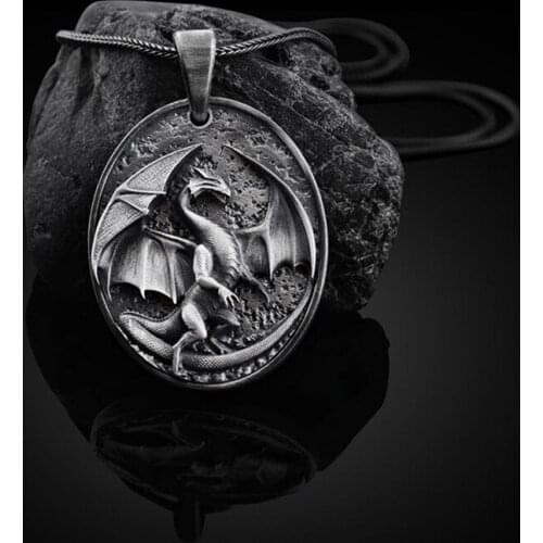 European and American fashion new mens necklace punk trend people western dragon animal hip hop pendant necklace