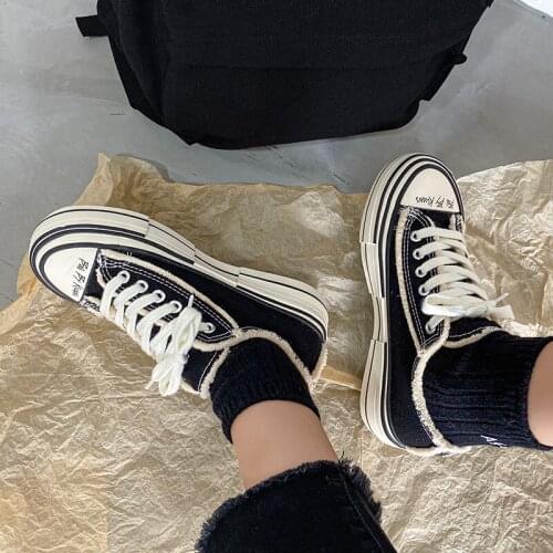 Fashionable Studios Canvas Sneakers Women Lace Up Shoes Women Casual Style New Collection Shoes Woman Zapatos De Mujer 2020