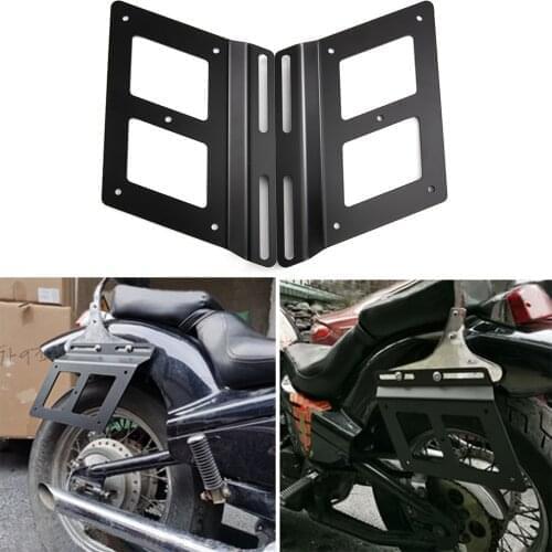 Motorcycle Black Universal Saddle Bag Support Bars Mounts Bracket Side Luggage For Harley Kawasaki For Honda Yamaha Suzuki