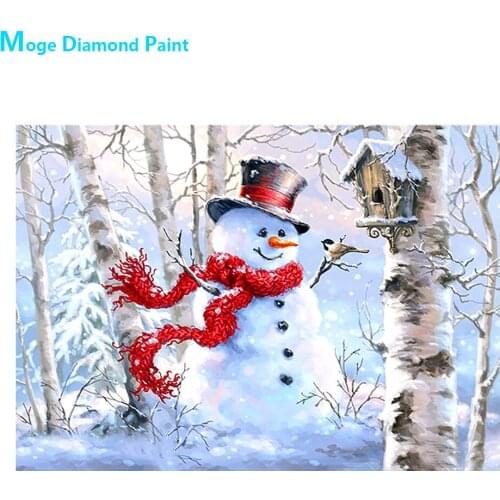 Cartoon Snowman Diamond Painting Full Round Christmas Gift New DIY Sticking Drill Cross Embroidery 5D Simple Home Decoration