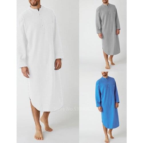 Men Islamic Saudi Arabic Kaftan Muslim Fashion Clothing Long Sleeve Abaya Robes Fashion Saudi Arabia Dubai Mens Jubba Thobe