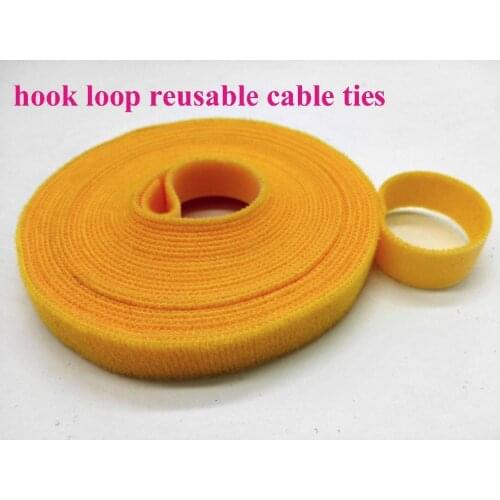 Yellow 15mm*45M Nylon Reusable Cable Ties Self-gripping Strap Tie Computer PC TV Wire Management magic tape super thin hook loop