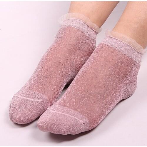 Yoga Socks Sports Gym Pilates Ballet Socks Women Shiny Crystal Silk Ultra-thin Ankles Sport Sock Yoga Anti-slip Sports Sexy Sock