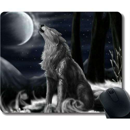 Rectangle Mouse Pad,Animal wolf party Mousepad Nonslip Rubber Backing