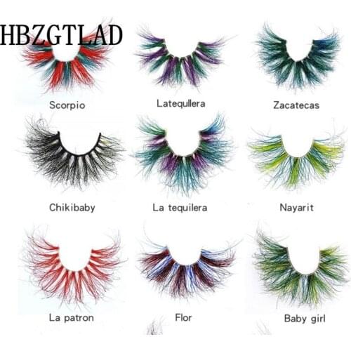 1 Pairs 25 mm 3d Mink Colorful Dramatic fake Lashes Custom Box Wispy Natural long Mink Lashes Wholesales Natural False Eyelashes
