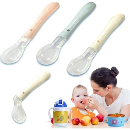 Silicone Spoons Best Baby Feeding Spoon Soft First Stage Infant Gift Set Training Sucker Tableware Children Dishes Random Color