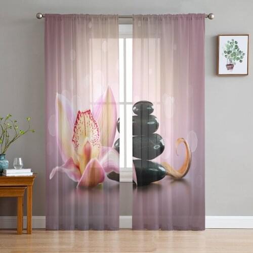 Spa Stones Flower Modern Curtains For Living Room Transparent Tulle Curtains Window Sheer For The Bedroom Accessories Decor