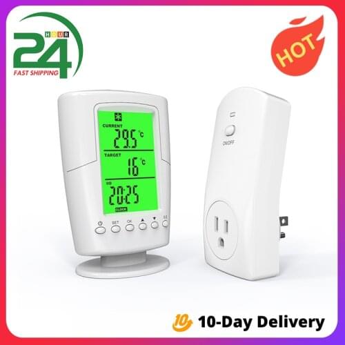 Smart Wireless Remote Control Thermostat+ Plug in Socket Heating Cooling Program Temperature Controller with LCD Backlight