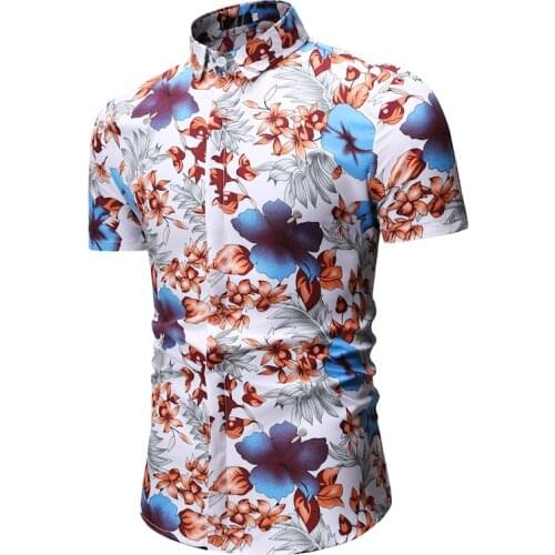 YASUGUOJI New Model Shirts 2019 Fashion Floral Shirt Men Summer Short Sleeve Shirt Men Mens Short Sleeve Shirts with Collar