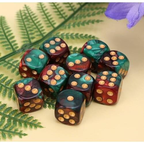 10 Pcs 16mm Resin Dice D6 Red Green Gold Points Round Edges KTV Bar Nightclub Entertainment Tools Adult Toys