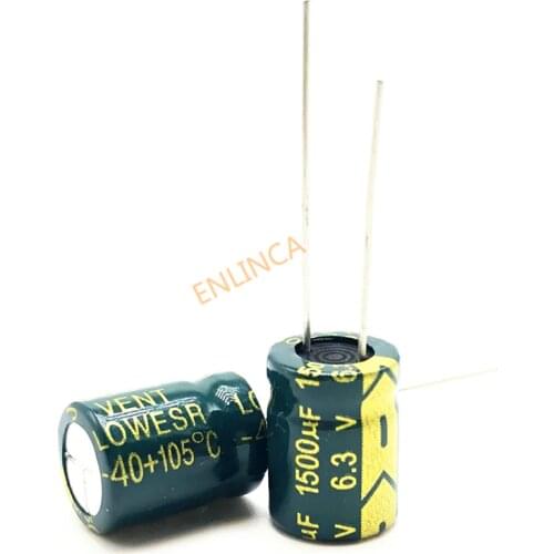 100pcs/lot 6.3V 1500UF 10*13 high frequency low impedance aluminum electrolytic capacitor 1500uf 6.3v 20