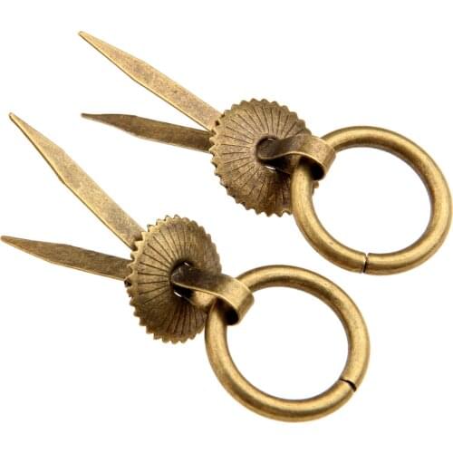 2pcs/lot Pull Ring Handles Iron Round Knob Vintage Furniture Antique Brass Box Case Cupboard Cabinet Drawer knobs 23mm Hardware