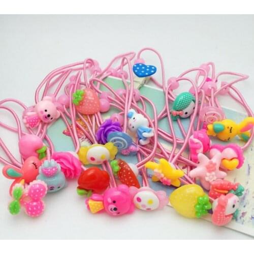 20bag 100pcs/bag Mix Color Children Hair Elastic Bands Flower Cartoon Rubber Bands