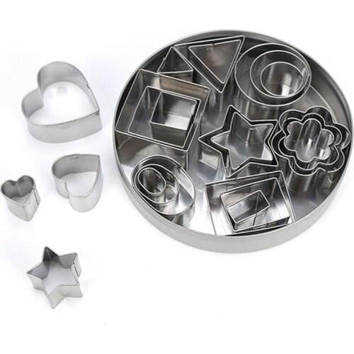 24pcs/set Biscuit Cookie Pastry Cutters Slicers Stainless Steel Mini Cookie Dough Cake Cutter Decor Mold Slicers DIY Baking Tool