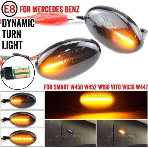 2x Dynamic LED Turn Signal Lights Side Marker Car Accessories for Mercedes-Benz Smart 450 & Benz W639 W168 W447
