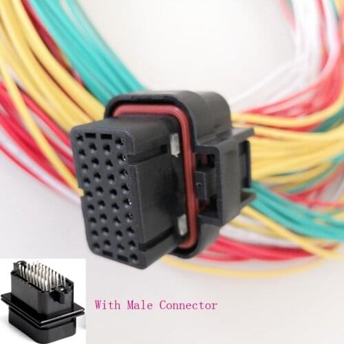34 Pin/Way Female Tyco AMP Auto Oil Gas Connector Plug Socket Cable Wire Harness Pigtail With Male Connector 4-1437290-0