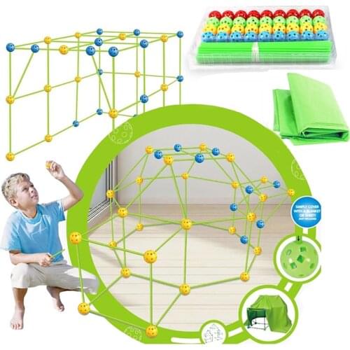 3D Construction Fort Building Kits DIY Castles Tunnels Tent Play Toys Outdoor House Game Assemble Toys For Children Gifts