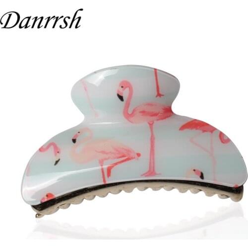 9cm Large Claw Print Flamingo Acrylic Hair Claws Hair Clip Crab Amoeba Hairpin For Women Accessories Ornaments Dannrrsh