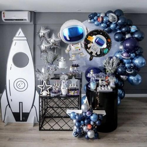 92pcs Outer Space Party Rocket Astronaut Foil Balloons Galaxy Theme Party Boy Birthday Party Decoration Air Globals Kids Favor