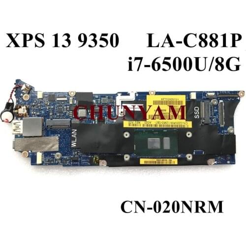 BRAND NEW LA-C881P i7-6500U + 8GB RAM FOR Dell XPS 13 9350 LAPTOP NOTEBOOK Motherboard CN-020NRM 20NRM Mainboard 100% Tested