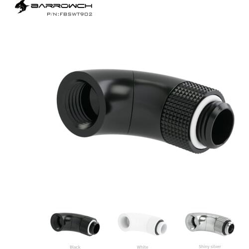 Barrowch G1/4" Dual Rotary 360 /90 Degree Rotary Extension Adapter Water Cooling Fitting,White Black Silver , FBSWT902