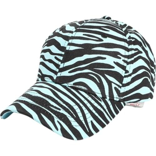 Women Men Harajuku Hip Hop Zebra Striped Print Baseball Cap Curved Visor Outdoor Sports Sunscreen Low Profile Adjustable