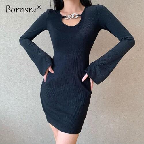 Модные трикотажные платья Bornsra China At AliExpress