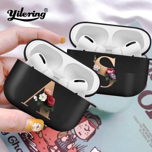 Floral Gold Initial alphabet Letter AirPods Case For Airpod Pro Cases Bluetooth-compatible Earphone Cover For Air Pods 3 Case