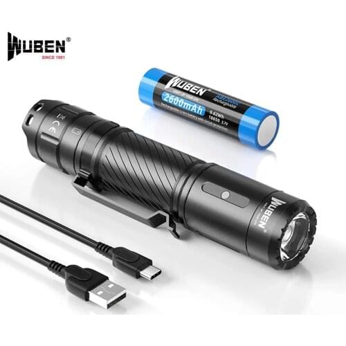 WUBEN C3 Flashlight USB Type-C Rechargeable P9 LED max 1200 Lumen Throw 179 meter Outdoor Torch 18650 2600mAh Li-ion Battery