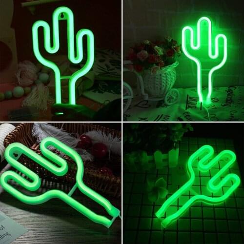Cactus Neon Lights Decor Lamp LED Neon Lamps LED Lights Wall Decoration Girls Bedroom Living Room Christmas Party as Kids Gift