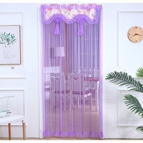 Lace Fabric Door Curtain Screen Lace Embroidery Hook Loop Fastener Summer Anti-mosquito Moths Bedroom Privacy Decoration F0416